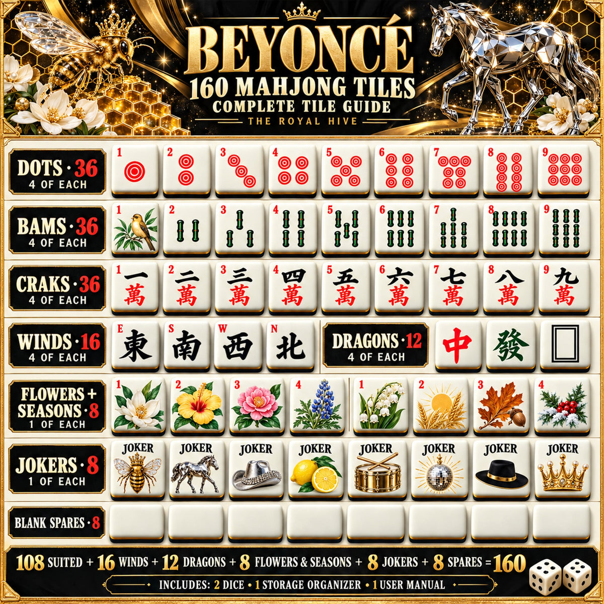 Premium BYC Mahjong Tiles Set PVNA