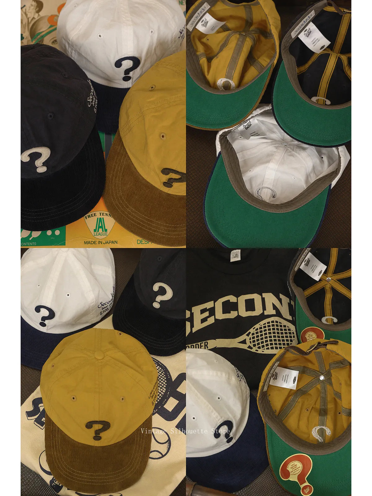 Second Order Question Mark Baseball Cap Vintage Embroidered 6 Panel Hat Adjustable Corduroy Brim Cotton Fitted Cap for Men Women