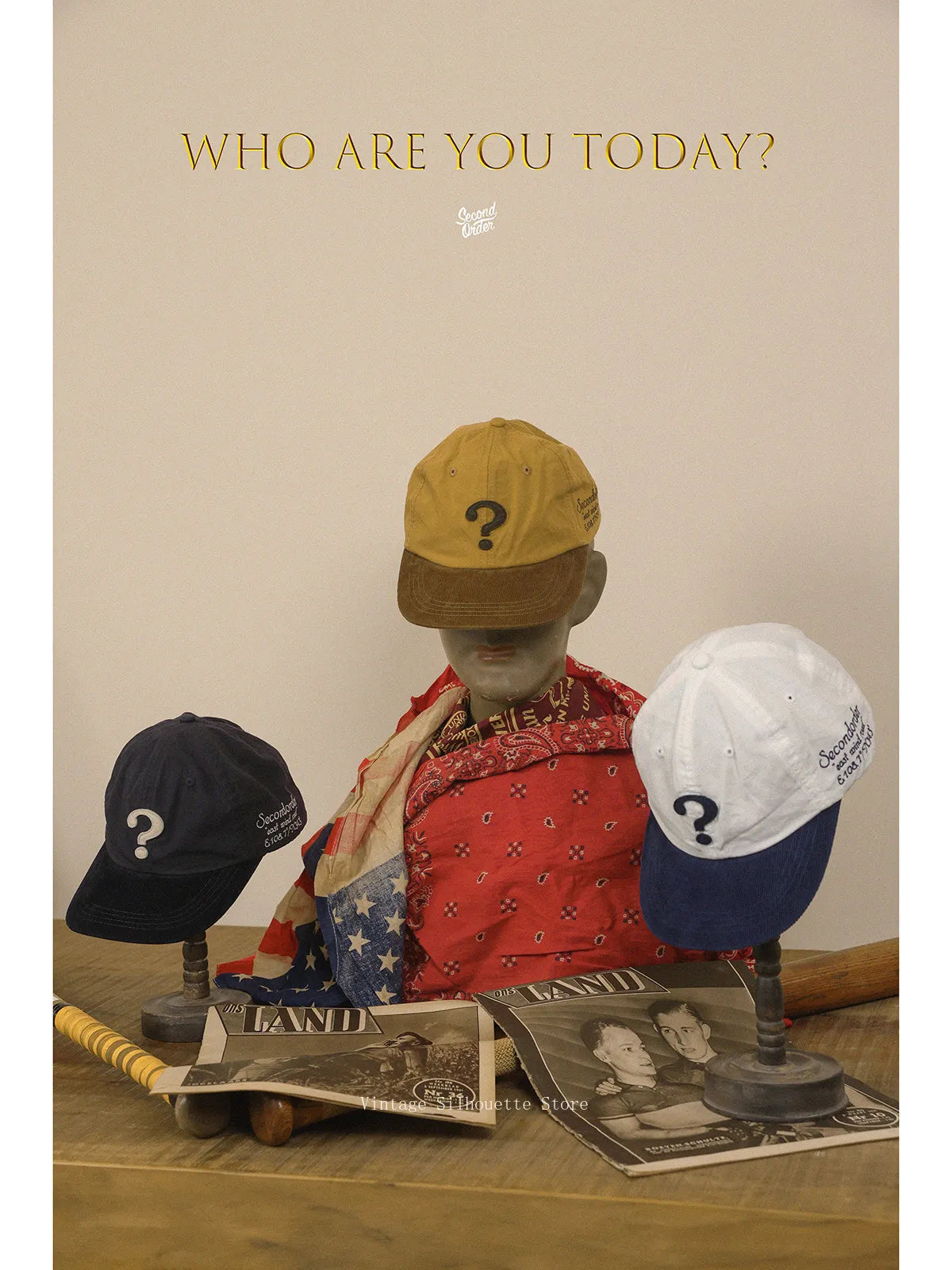 Second Order Question Mark Baseball Cap Vintage Embroidered 6 Panel Hat Adjustable Corduroy Brim Cotton Fitted Cap for Men Women