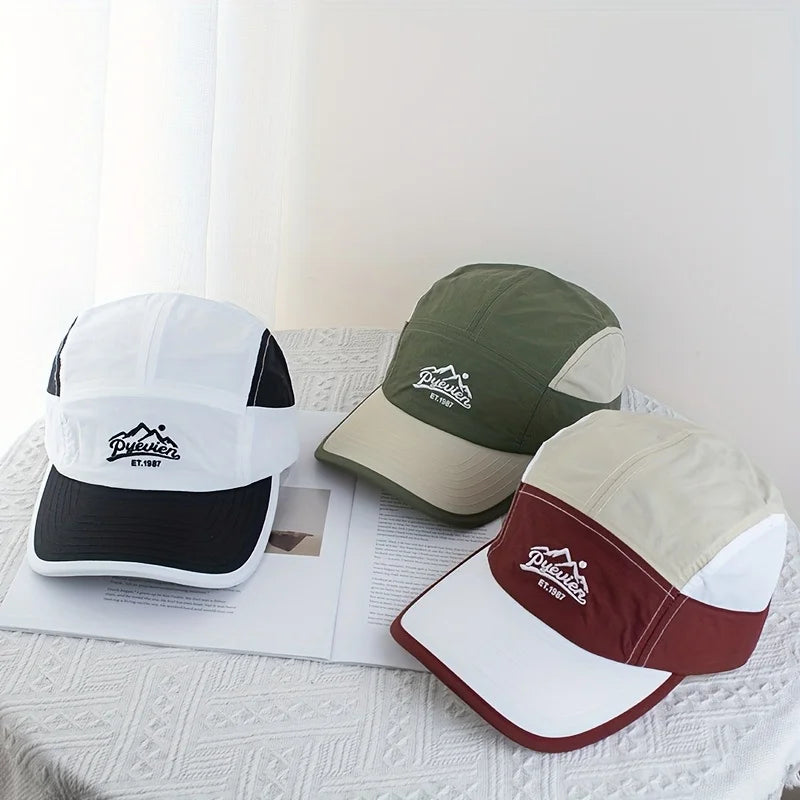 Summer Quick-dry 5-panel Baseball Cap - Korean Color-block Breathable Thin Sunshade Hat, for Men Women Outdoor Activities